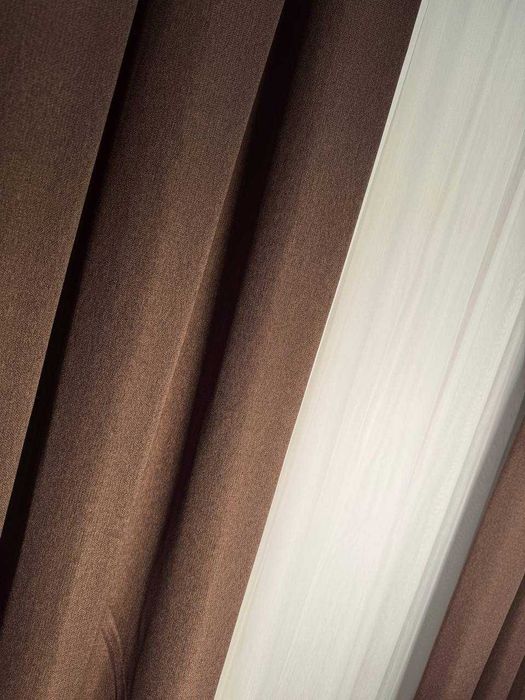 Комплект двосторонніх штор, льон шоколадний
