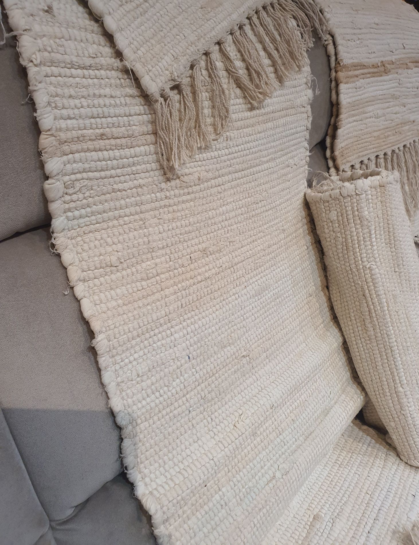 Dywaniki narzuty na fotel kanapę 4 szt. ecru beżowe