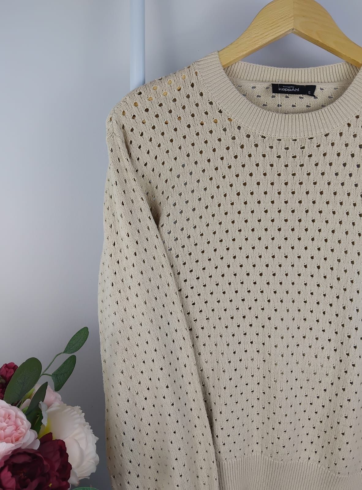 Bawełniany sweter ażurowy Kapphl 100% bawełna narzutka na lato boho S
