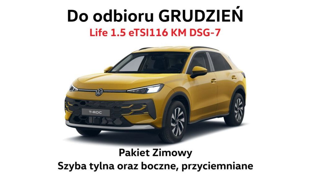 Volkswagen T-Roc Life 1.5 eTSI 116 KM DSG-7 | NOWY MODEL | P. Zimowy | Koło zapas.
