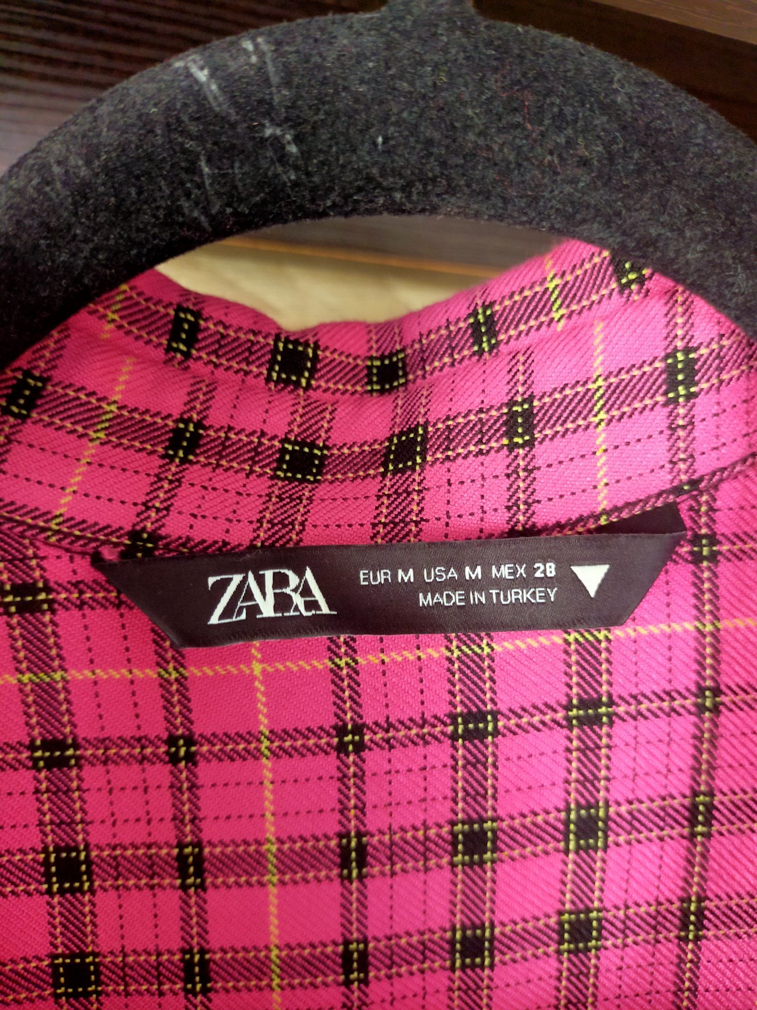 Różowa koszula w kratę Zara M
