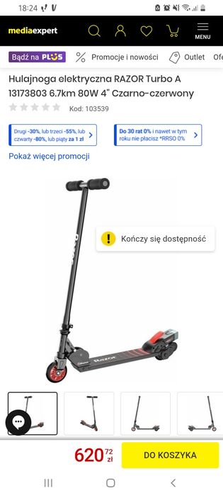 Hulajnoga elektryczna Razor Turbo A czarno czerwona
