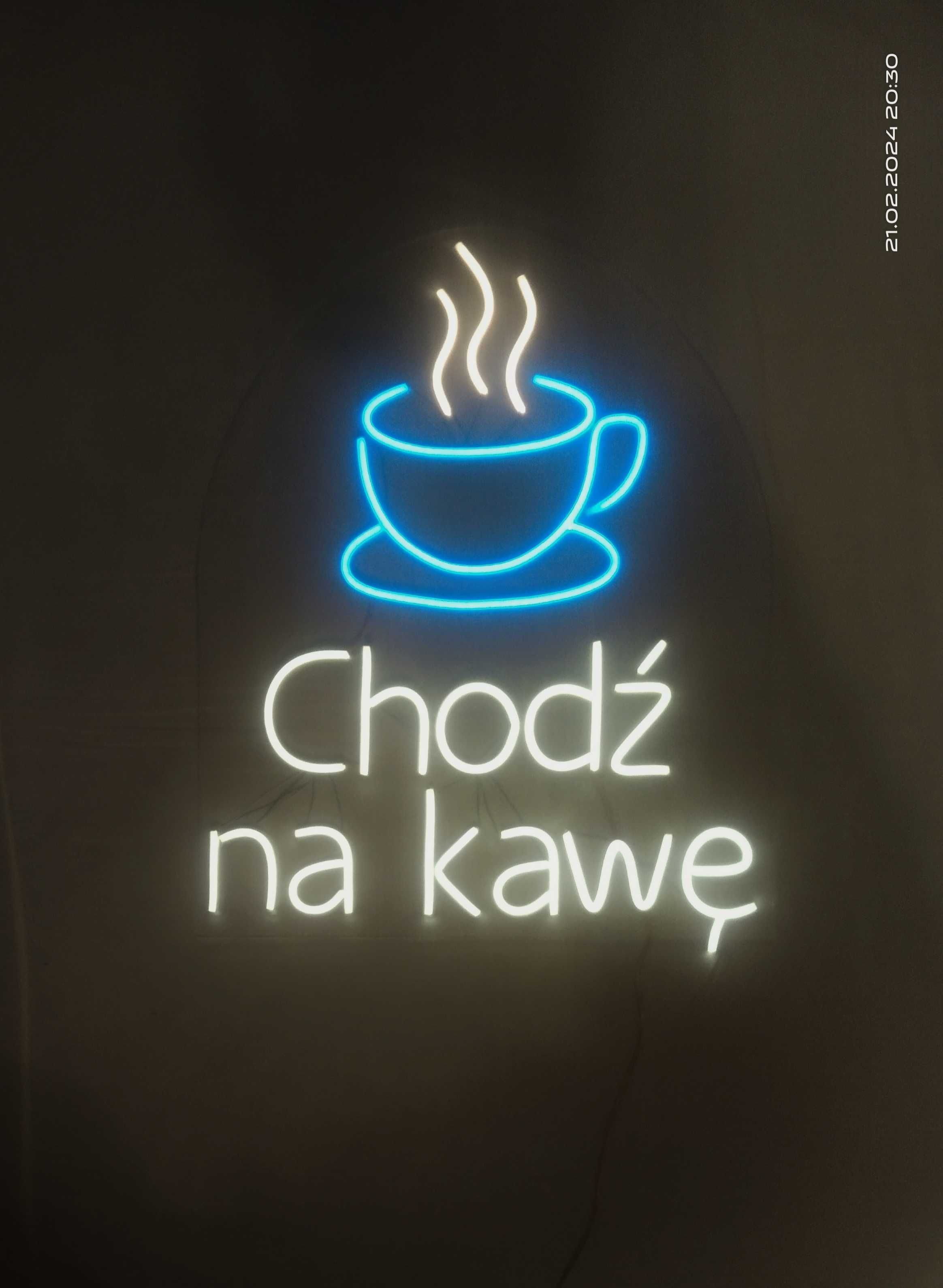 Chodź na kawę neon led kawa reklama wewnętrzna