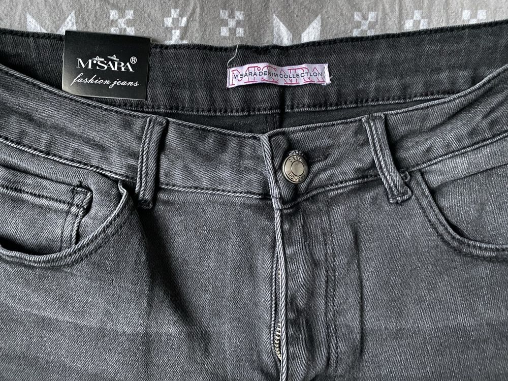 Czarne nowe spodnie jeans skinny M’Sara XL najmodniejsze