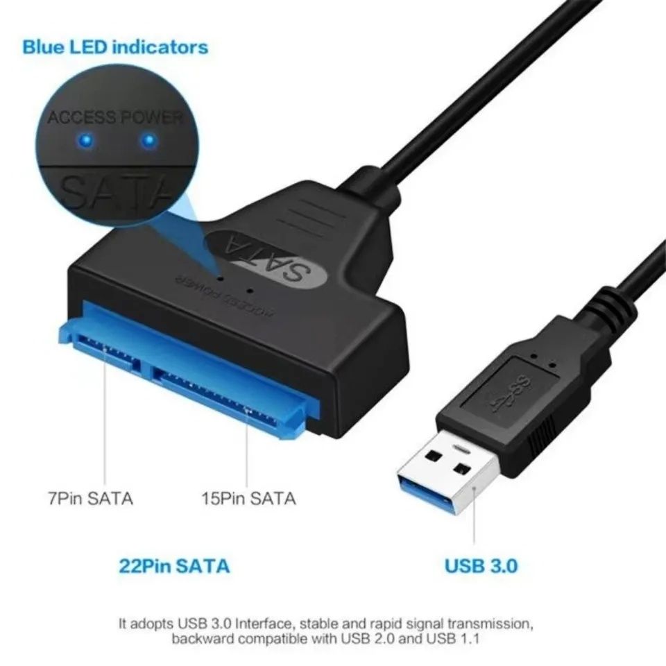 Кабель USB 3.0 на Sata 3 для внешнего SSD/HDD 2.5"