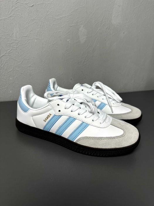 Кеди Adidas Samba White Blue адідас самба кросівки адідас кеды адидас