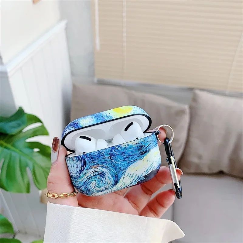 Чохол на кейс для навушників airpods 3 gen з карабіном, стиль-ван гог