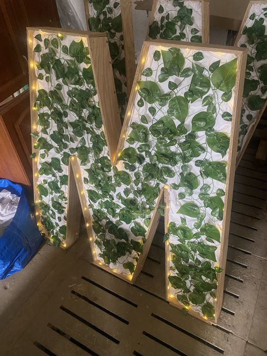 Litery ozdobne weselne okolicznościowe W M