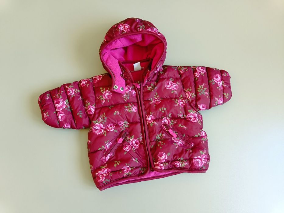 Ciepła i Urocza Kurteczka Zimowa H&M w Kwiaty - Rozmiar 62