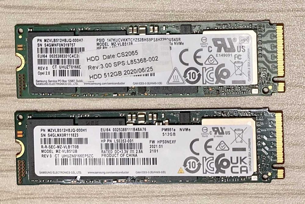 Samsung PM981a PM9A1 PM9A1a 512GB NVMe SSD 2280 Micron Crucial SATA