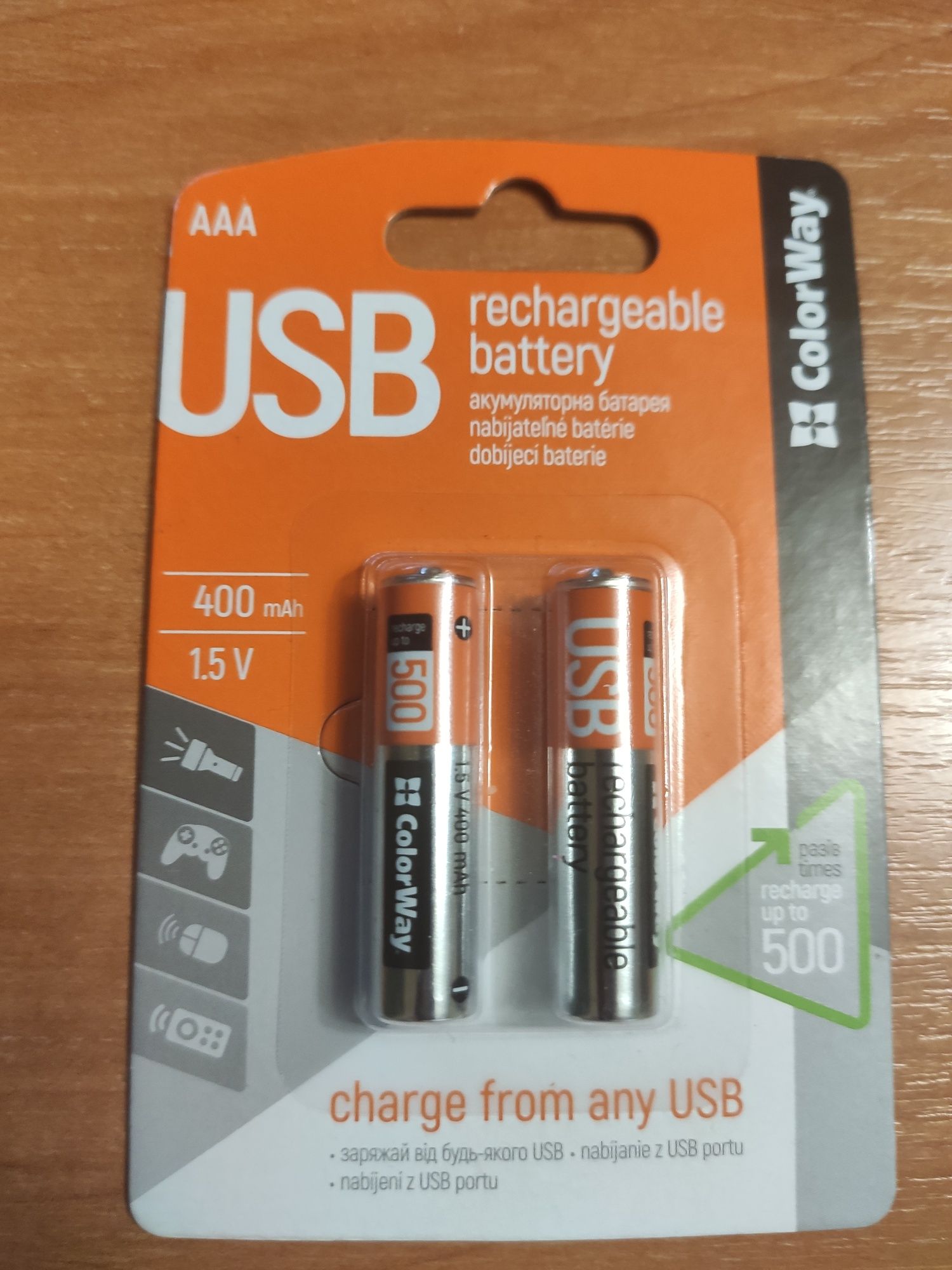 Аккумулятор ColorWay AA USB 1200 mAh 1.5V R6 * 2