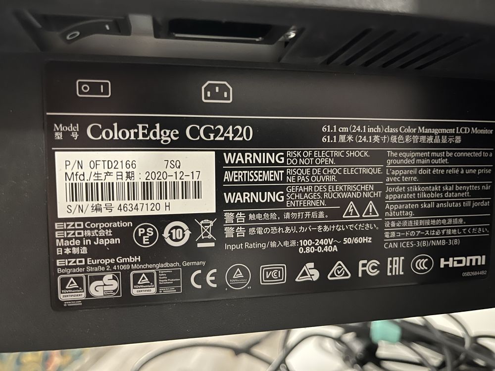 Monitor Eizo ColorEdge CG2420 - mniej niz 100h