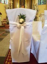 Pokrowce na krzesła ślub wesele komunia