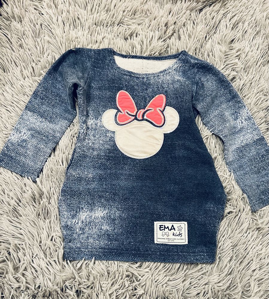 Sukienka tunika dziewczęca a’la jeans Myszka Minnie 92/98