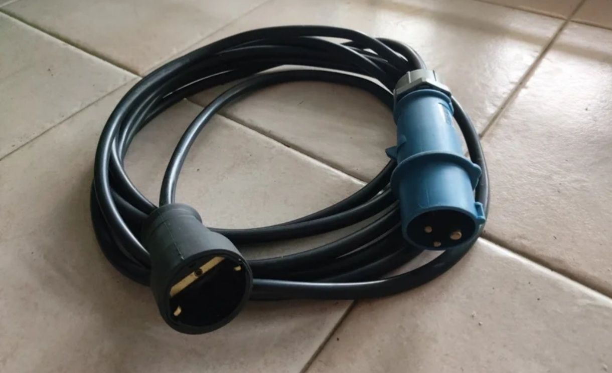 Cabo 5m ficha CEE macho 16A - ficha shucko fêmea