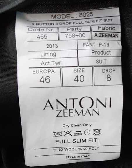 Чоловічий костюм Antoni Zeeman (46 розмір)