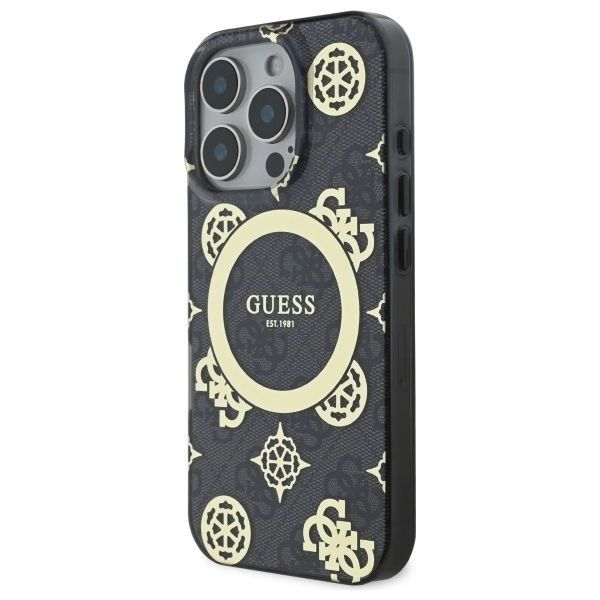 Etui Guess do iPhone 16 Pro Max MagSafe Peony On 4G Background Black
