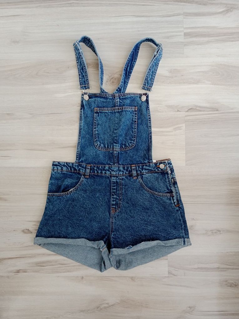Jeansowe krótkie spodenki damskie ogrodniczki h&m M