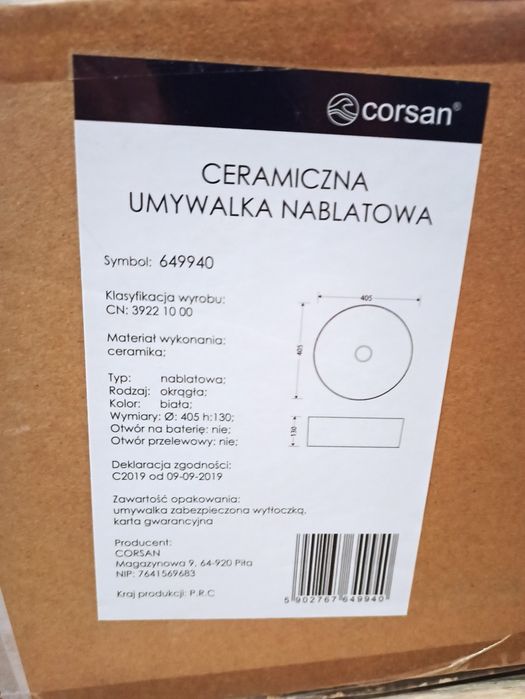 Nowa umywalka marki Corsan