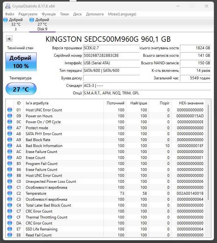 SSD Kingston DC500M 960GB Enterprise