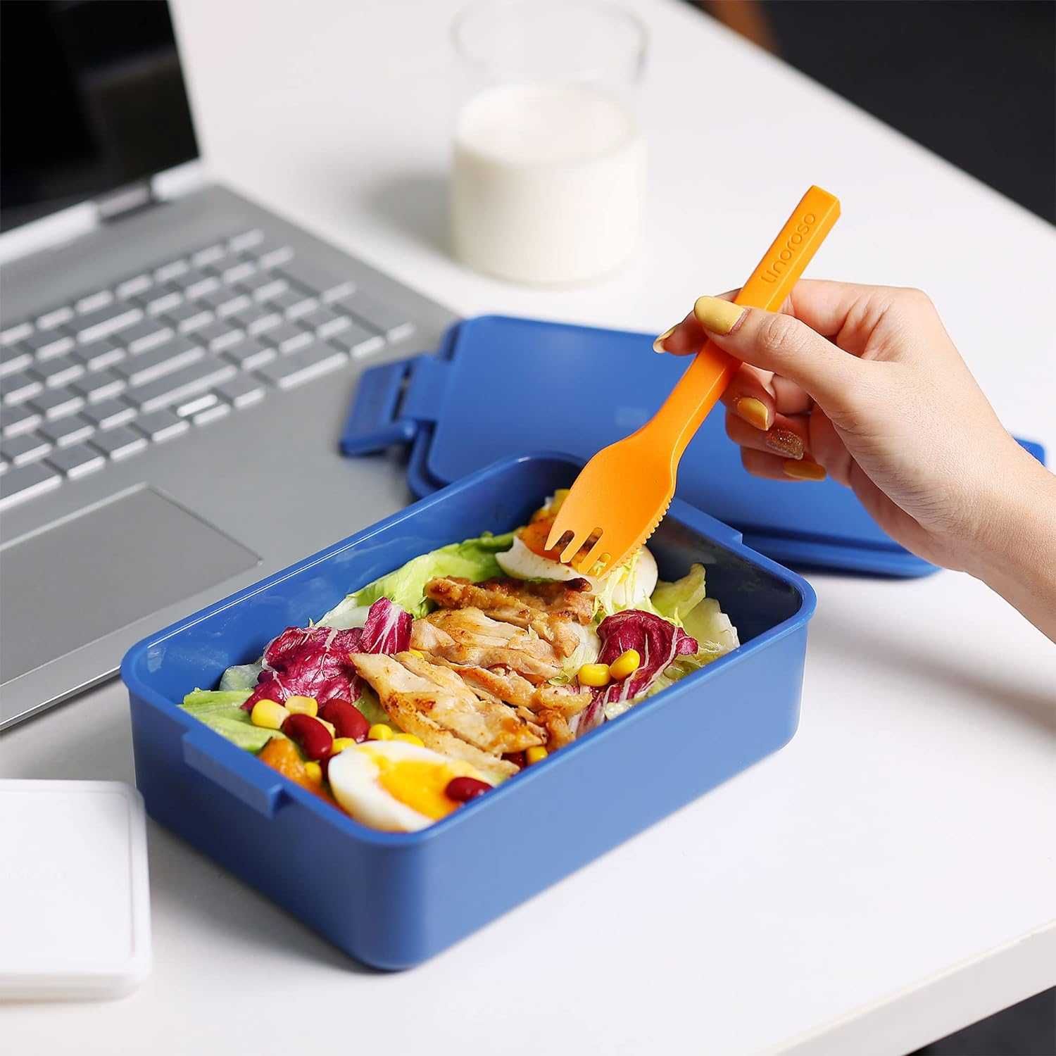 Linoroso Bento pudełko na lunch z 3 przegródkami, pojemnik, Lunchbox