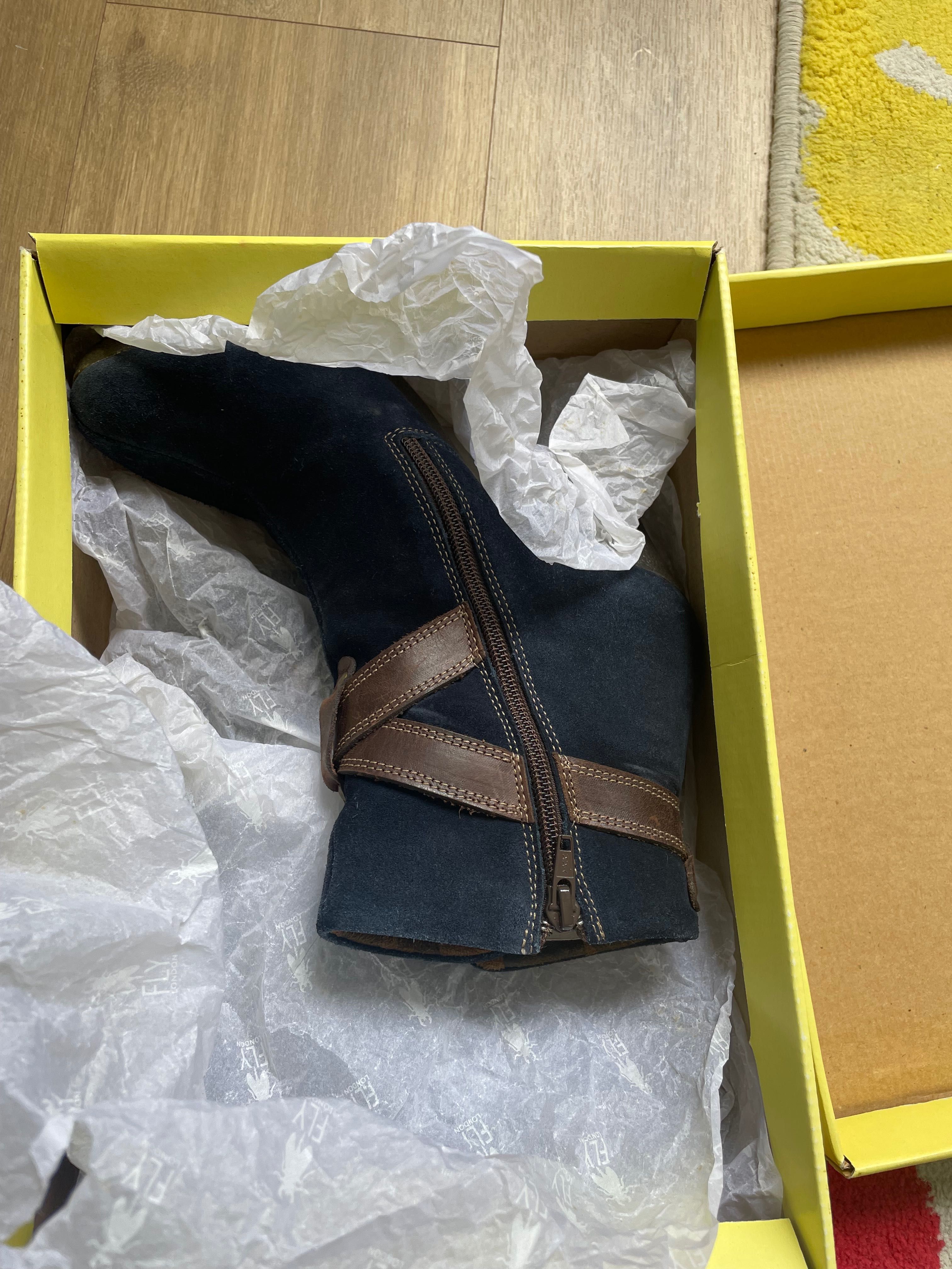Botins botas Fly London camurça azul 39 mulher