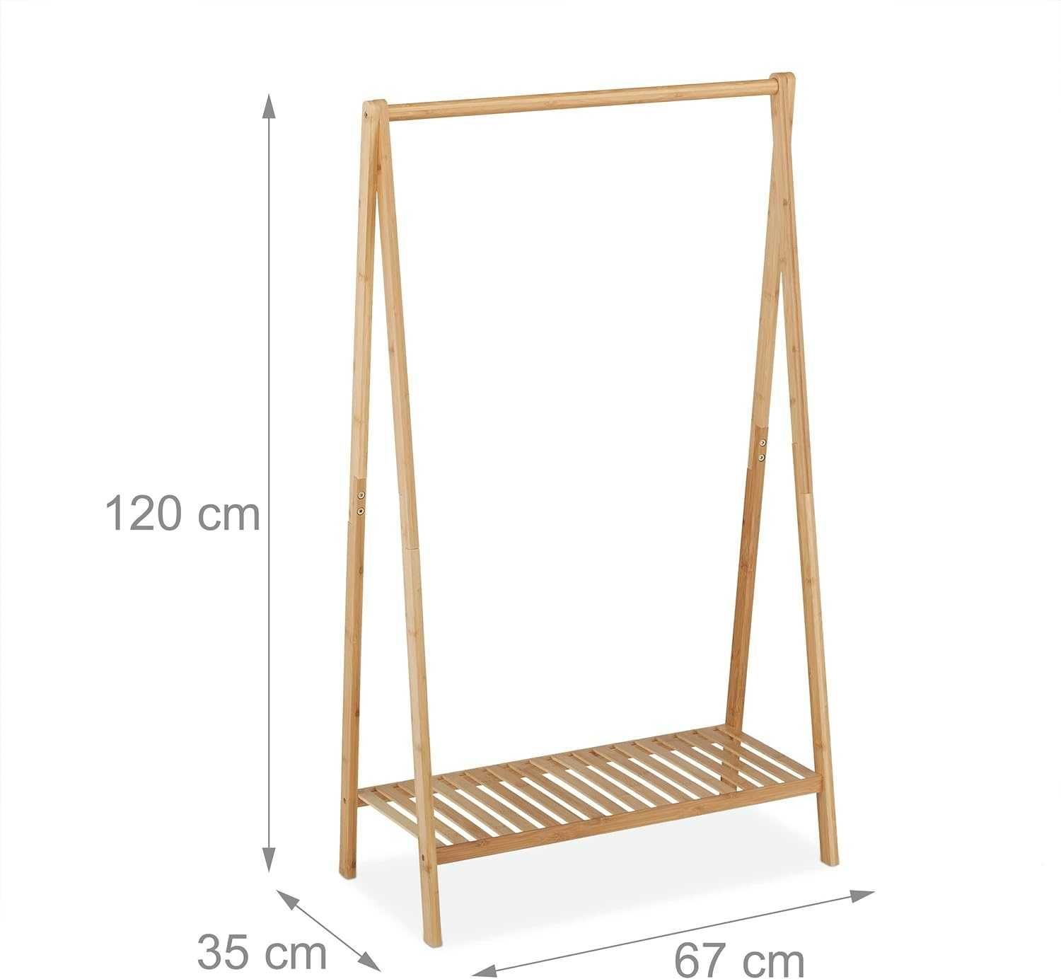 4R111G -30% bambusowy wieszak na ubrania garderoba drążek półka bambus