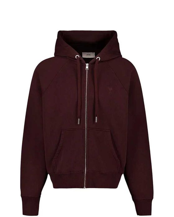 Худі AMI Paris Ami De Coeur Small Heart Zipped Hoodie Burgundy