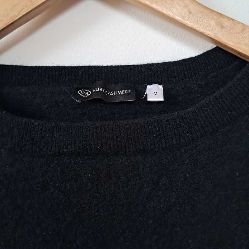 Czarny damski sweterek 100% kaszmir premium 38 M