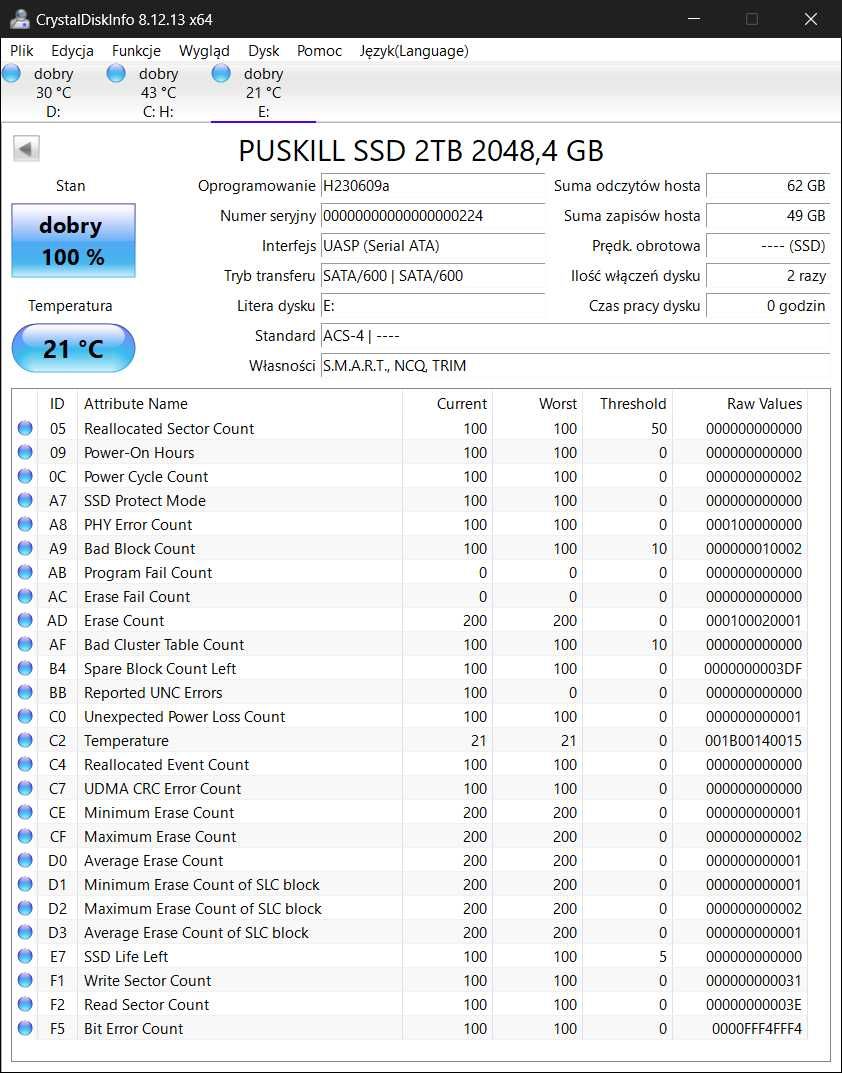 Dysk zewnętrzny SSD 2TB 2,5" USB 3.0 + etui