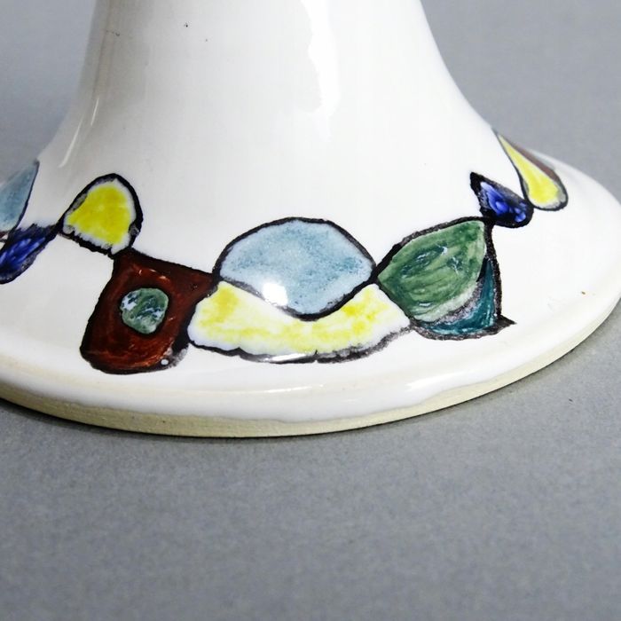 vintage piękny malowany świecznik ceramiczny