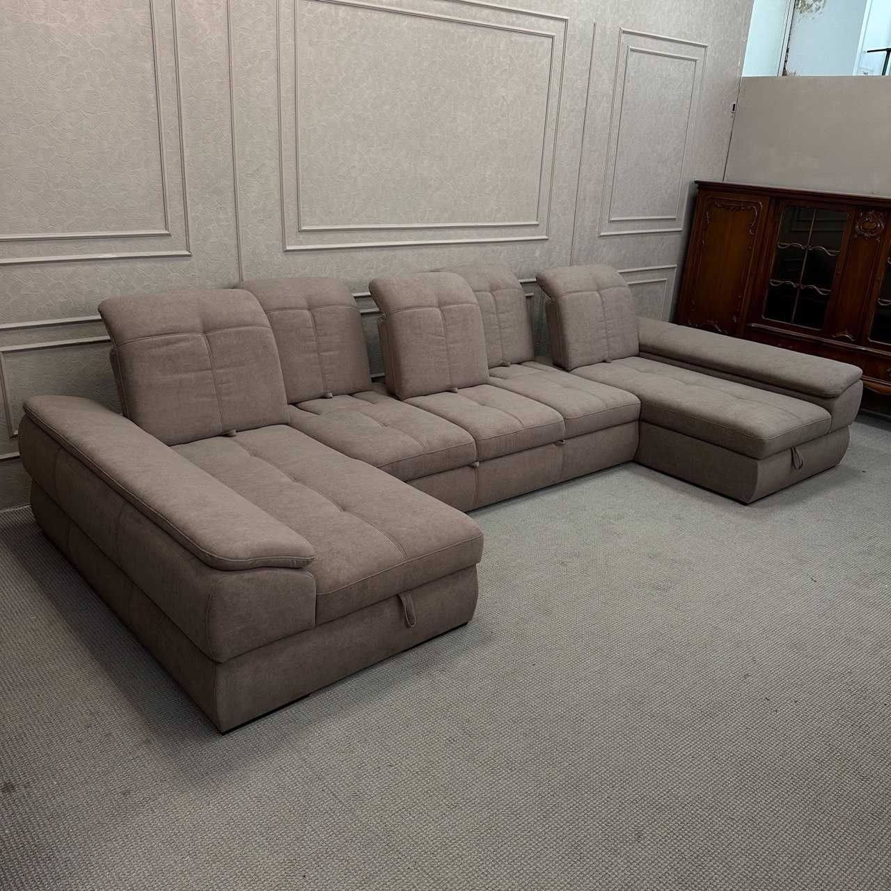 Розкладний диван в тканині, диван п-подібної форми