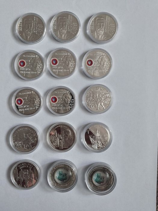 15 sztuk srebrnych monet 10zł monety kolekcjonerskie
