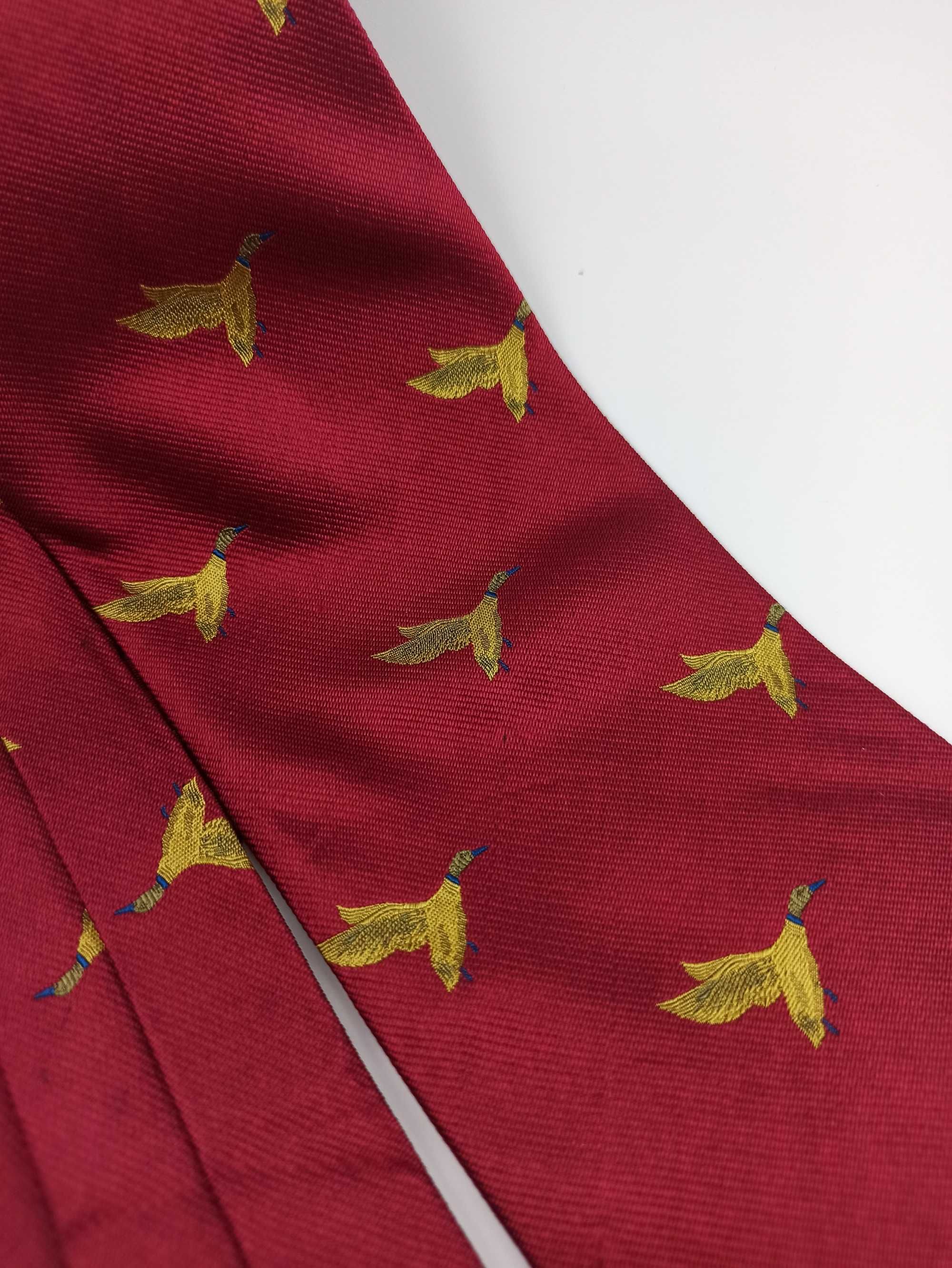 Włoski jedwabny krawat myśliwski kaczki ptaki