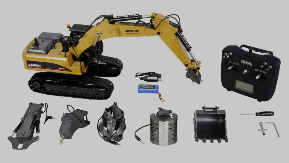 Huina 1580 V5 - RC Escavadora Nova Versão 5 em Metal