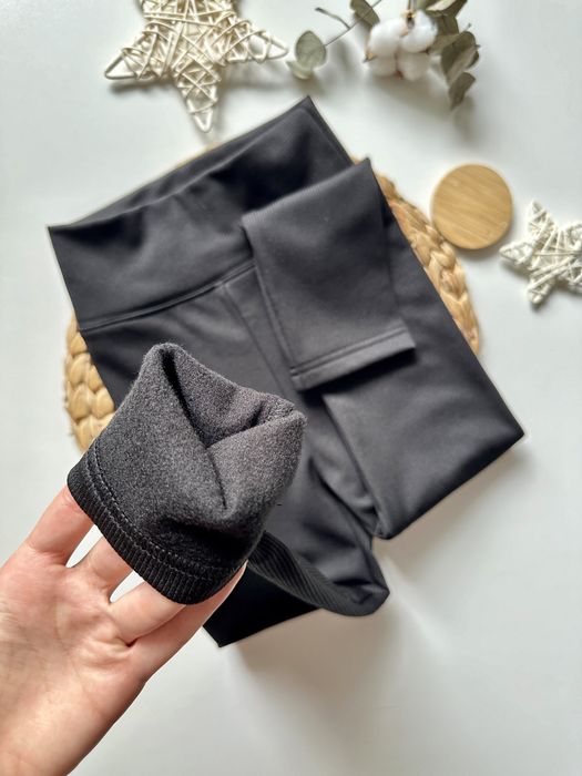 Утеплені лосіни на флісі чорні рубчик теплі 2 4 5 6 7 8 9 10 11 13 14