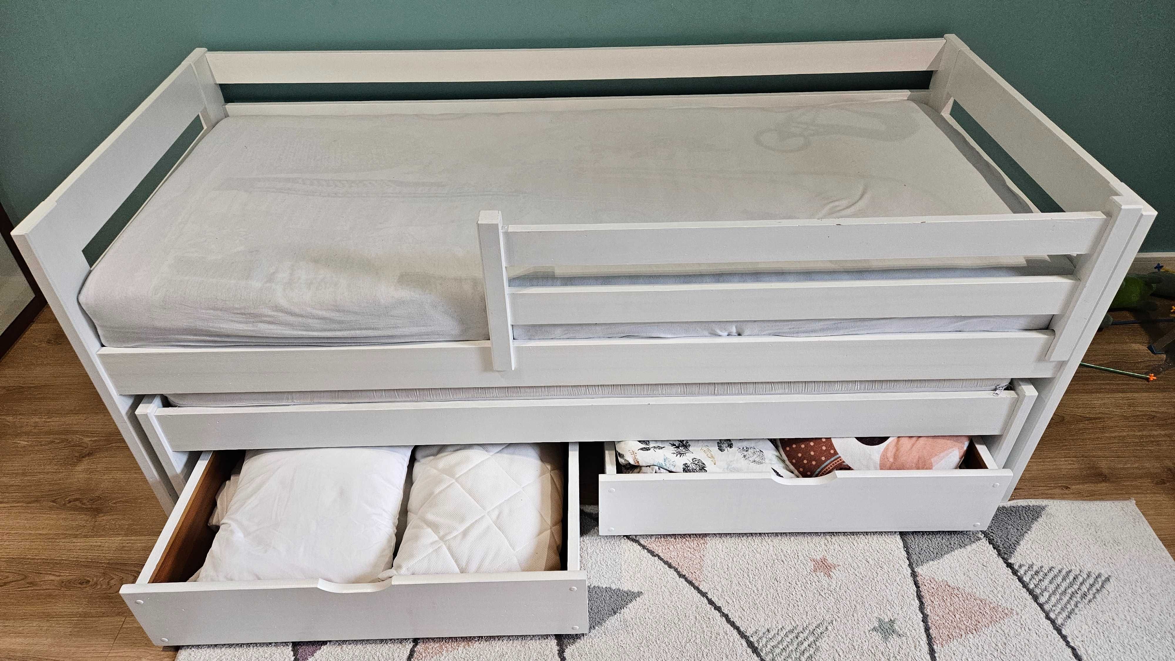 Łóżko podwójne z litego drewna 180x80 z szufladami + dobry materac.
