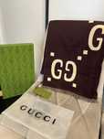 Gucci Szal Monogram Dwustronny – Beż/Czekoladowy, Kaszmir i Jedwab