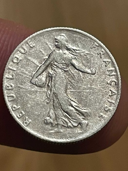 moeda em prata 1917 50 centimes França