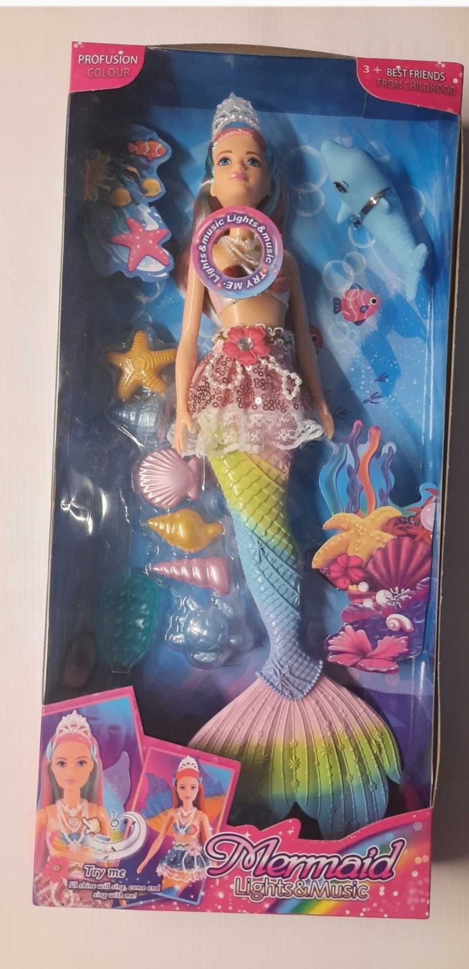 Lalka barbie grająca ze swiecącym ogonem, delfinek.