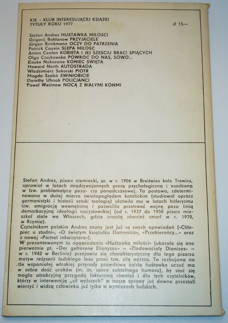 Huśtawka miłości - Stefan Andres