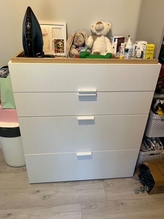 Komoda biała z przewijakiem GRATIS, 4 szuflady – stan idealny