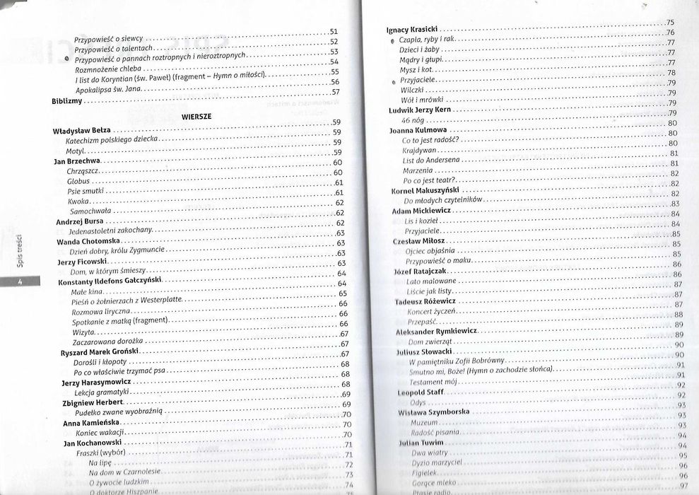 Opracowanie lektur i wierszy kl. 4-6  szkoła podstawowa