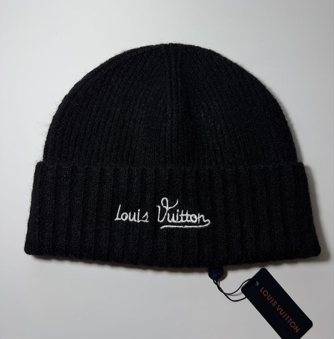 Шапка LV Louis Vuitton чорна коричнева
