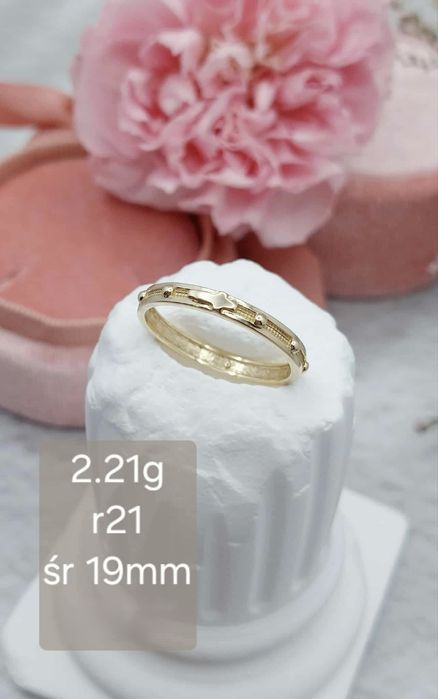 Złoty pierścionek 585 różaniec r21 idealny na prezent gwarancja jakość