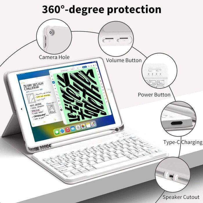 JADEMALL etui klawiatura bluetooth do iPad 9/8/7 10.2 Air 3 Pro 10.5