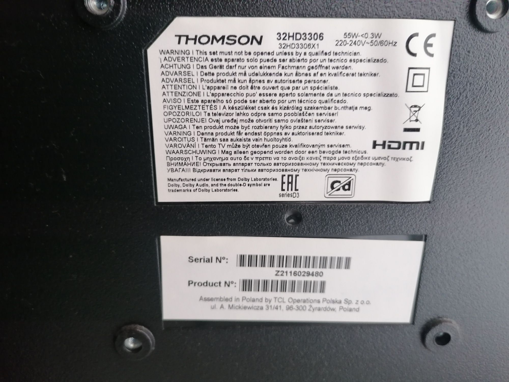 TV Thomson 32" - 81 cm