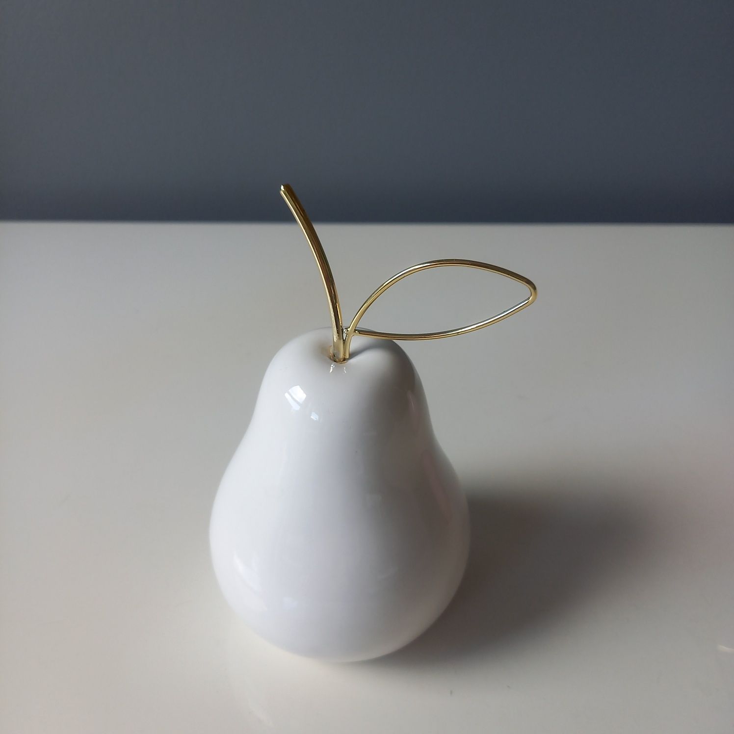 Gruszka biało złota glamour ceramiczna 14cm