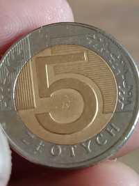 Sprzedam monetę 5 zloty 1994 rok błąd bicia pierścienia
