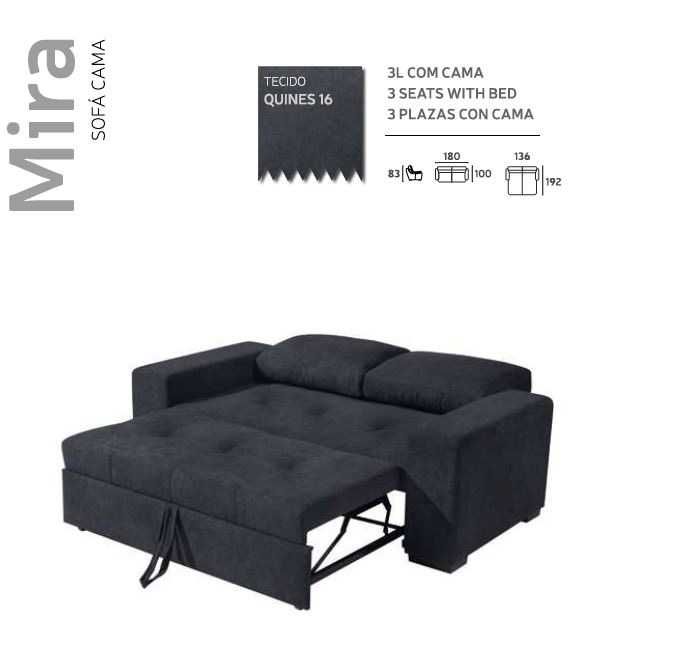Sofá-Cama 3 Lugares - Prático, Confortável e muito fácil de usar